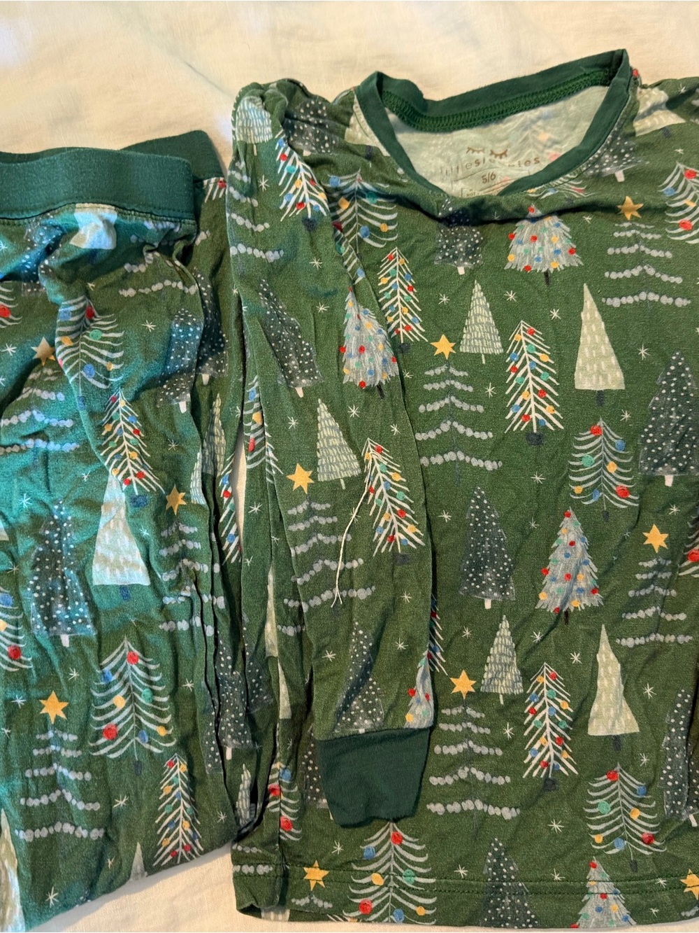 Little Sleepies twinkling trees Green Christmas Tree Pajama Set 5/6
